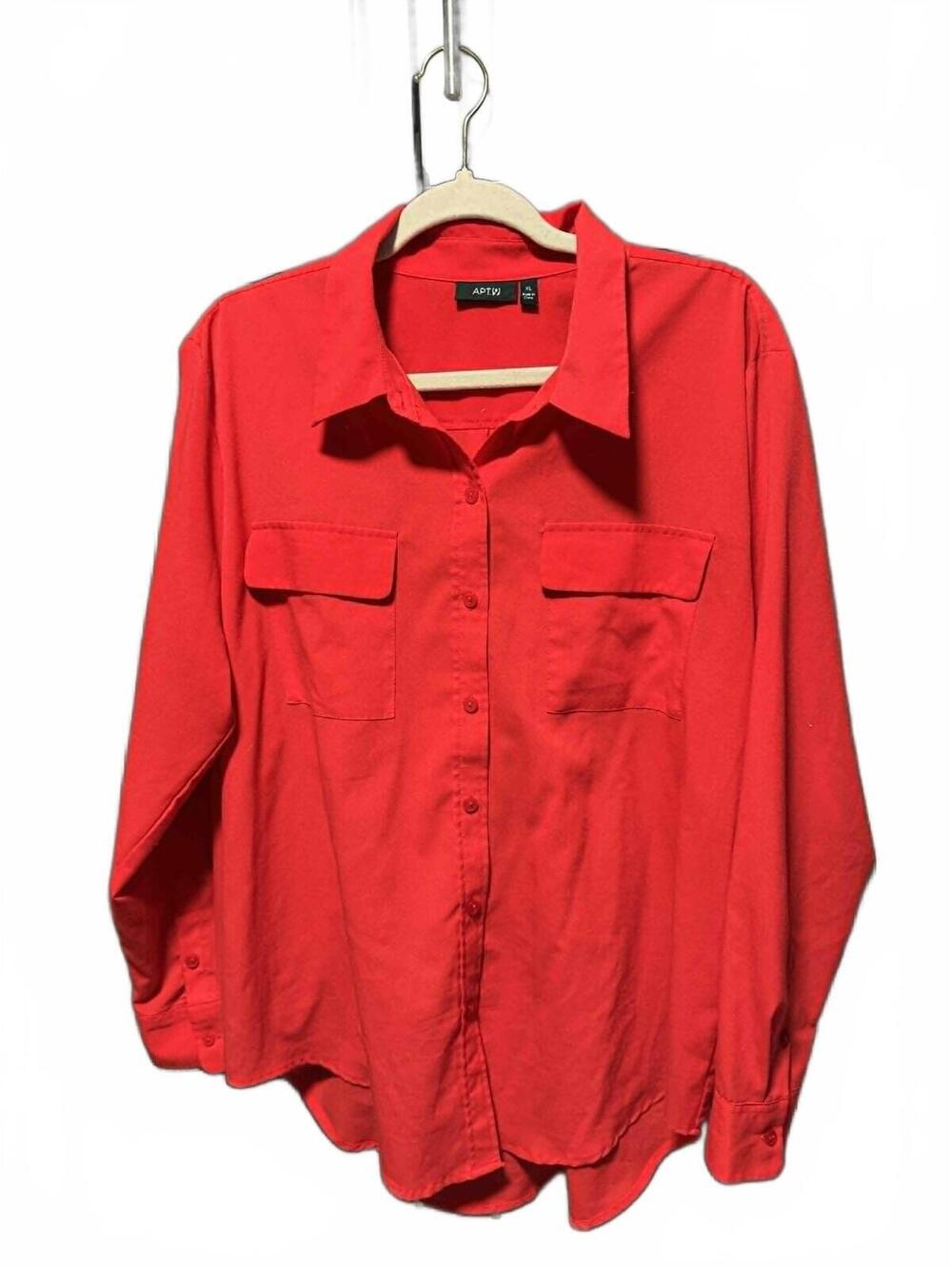 APT. 9 Women's Red Button-Up Long Sleeve Shirt XL